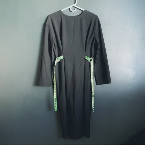 ZARA Trafaluc Black Dress with slogan strap Awesome Hit size Small - Picture 1 of 5